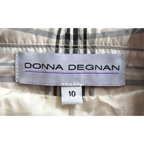 Vintage 90s DONNA DEGNAN Cream & Gray Plaid Windbreaker Blazer Size 10 - Picture 3 of 11